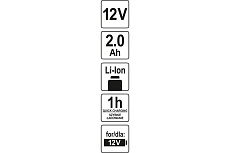 Аккумулятор 12 В, 2 А*ч, 60 мин Yato YT-82909