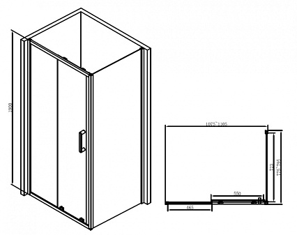 Душевой уголок Abber Schwarzer Diamant 110x80 прямоугольный, черный