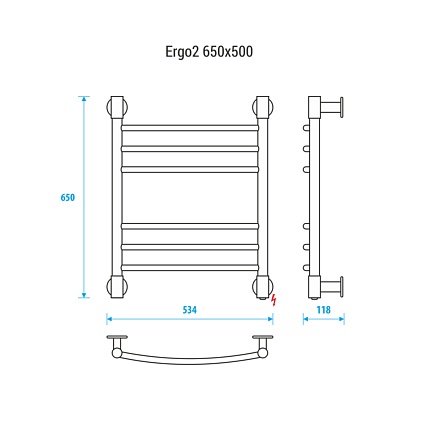 Полотенцесушитель электрический Energy Ergo2 EETR0ERGO2655 50x65 хром