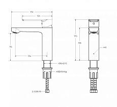 Смеситель для раковины Cezares STYLUS-LS-BORO брашированное золото