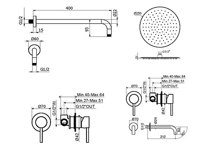 Душевой набор Plumberia IXO KITXO01OR210 золото