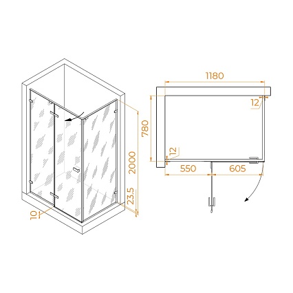 Душевой уголок RGW Stilvol SV-040Gr 120x80 серый, матовое 353204028-210