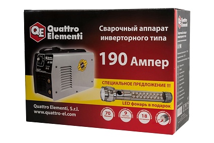 Инверторный аппарат электродной сварки Quattro Elementi A 190 + LED Фонарь 640-155