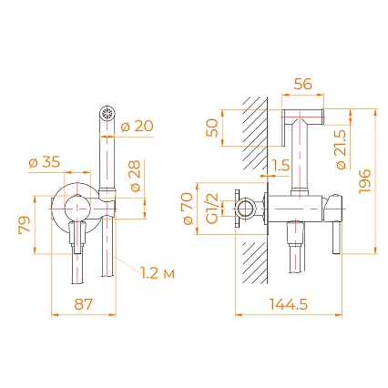 Смеситель RGW SP-211Gr с гигиеническим душем, серый brush 581408211-11