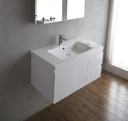 Тумба с раковиной BelBagno Luce 80 см, 3 ящика, Bianco Lucido