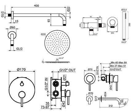 Душевой набор Plumberia IXO KITXO18OR210 золото