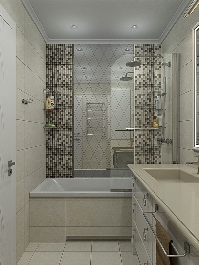 Дизайн проект ванной комнаты «Мраморный шик»