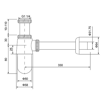 Сифон для раковины Timo 960/18L черное золото