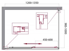 Душевой уголок BelBagno Unique 120-135x100 матовый, хром