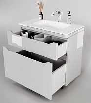 Мебель для ванной Style Line Марелла Люкс Plus 90 см напольная, белый глянец