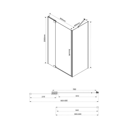 Душевой уголок Vincea Extra VSR-1E809090CLGM 80/90x90 вороненая сталь, прозрачное