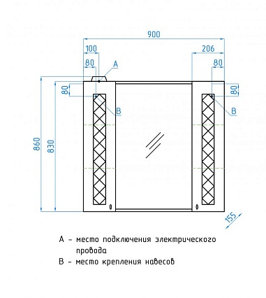 Зеркальный шкаф Style Line Канна 90x86 см с подсветкой, белый ЛС-00000167