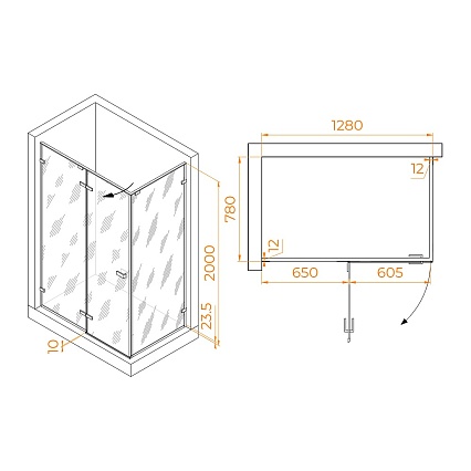 Душевой уголок RGW Stilvol SV-040B 130x80 черный, прозрачное 353204038-14