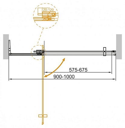 Душевая дверь Cezares SLIDER-B-1-90/100-GRIGIO-BORO 90/100x195, серая, брашированное золото