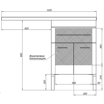 Тумба с раковиной Aquanet Верона 120 см R напольная, белый