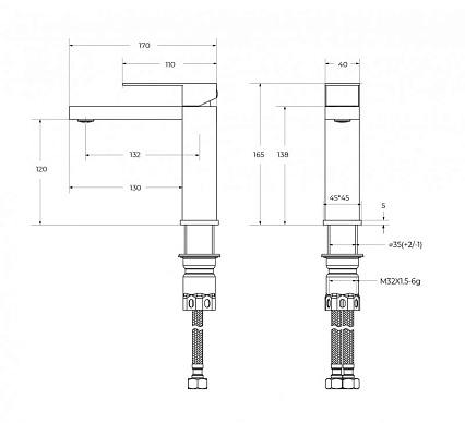 Смеситель для раковины Cezares SLIDER-LS-GM оружейная сталь