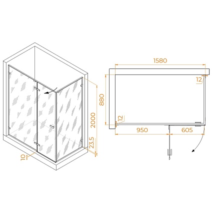 Душевой уголок RGW Stilvol SV-040B 160x90 черный, матовое 353204069-24