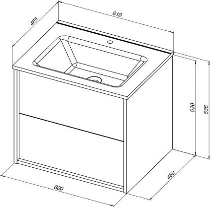 Тумба с раковиной Aquanet Lino (Flat) 60 см