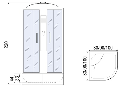 Душевая кабина River Desna XL 90/44 ТН 90x90 тонированная, 10000006150