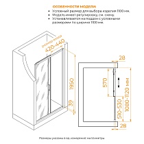 Душевая дверь RGW Passage PA-114-B 110x195, прозрачное, черный 030811411-14