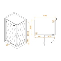 Душевой уголок RGW Stilvol SV-040B 120x90 черный, прозрачное 353204029-14