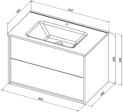 Тумба с раковиной Aquanet Lino (Flat) 80 см белый глянец