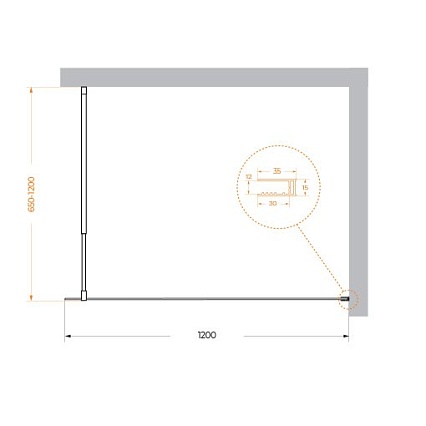 Душевая перегородка Belbagno KRAFT-L-1-120-C-Cr 120x195 прозрачная, хром