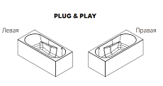 Акриловая ванна Riho Lazy Plug & Play 180x80 см L, с монолитной панелью