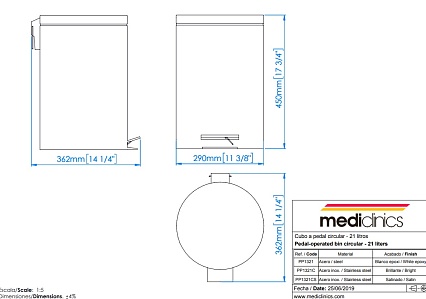 Ведро Mediclinics PP1321 20 л, белый