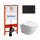 Подвесной унитаз BelBagno Uno-Tor BB5177CH-TOR/SC/BB026/BB044NERO комплект 3 в 1