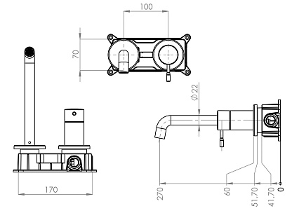 Смеситель для раковины Teska Atlas E5708 черный