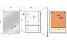 Зеркальный шкаф Style Line Квартет 60x80 см с подсветкой, белый СС-00002374