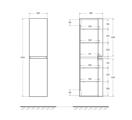 Шкаф пенал Cezares Vague 30 см Rovere tabacco, 54837