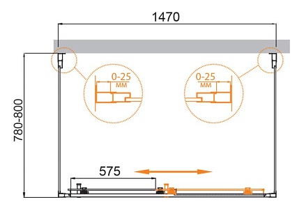 Душевой уголок Cezares MOLVENO-AH-12-150/80-P-Cr 150x80 рифленый