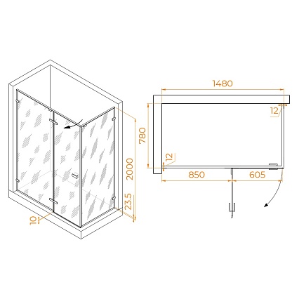 Душевой уголок RGW Stilvol SV-040B 150x80 черный, матовое 353204058-24