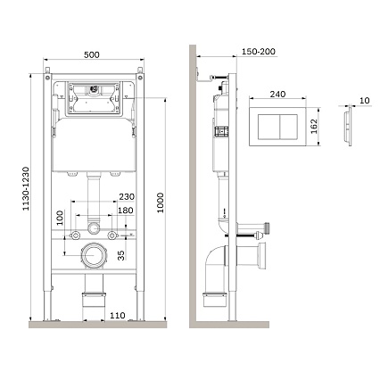 Инсталляция для унитаза Am.Pm PrimeFit I012709.0201 с клавишей, белый