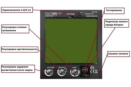 Сварочная маска с автоматическим светофильтром Tecmen ADF - 820S 5-13 TM16 синяя 512709