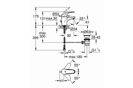 Смеситель для раковины Grohe Euroeco 23262000