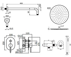 Душевой набор Plumberia IXO KITXO15NO черный матовый