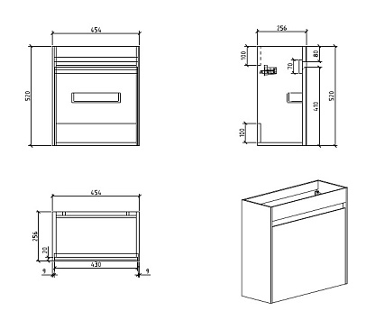 Тумба с раковиной BelBagno Pietra Mini 46 см, левосторонняя Stone