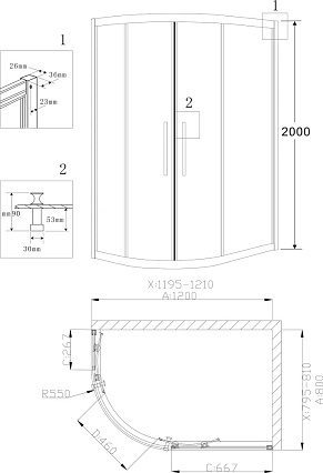 Душевой уголок Grossman Pragma PR-120RGR 120x80 асимметричный, розовое золото, R