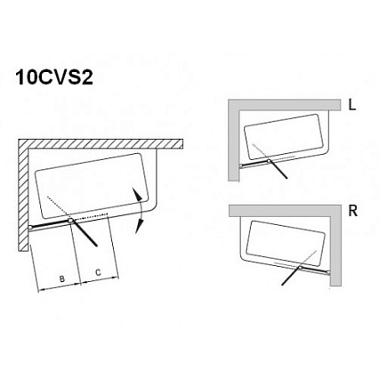 Шторка для ванны Ravak 10° 10CVS2 150x99 сатин, L