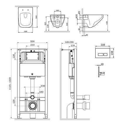 Подвесной унитаз Am.Pm Inspire V2.0 IS47051.50A1700 с сиденьем микролифт, инсталляцией и клавишей хром