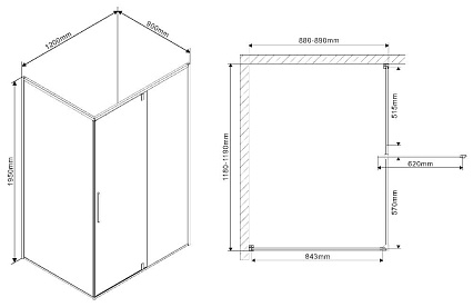 Душевой уголок Vincea Slim VPR-2SL1 120x90 хром, прозрачный, R