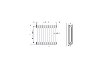 Радиатор Arbonia 3037 22 секции, подключение № 12, 3/4" RAL9016