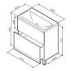Тумба с раковиной Am.Pm Gem 75 см напольная 2 ящика графит матовый