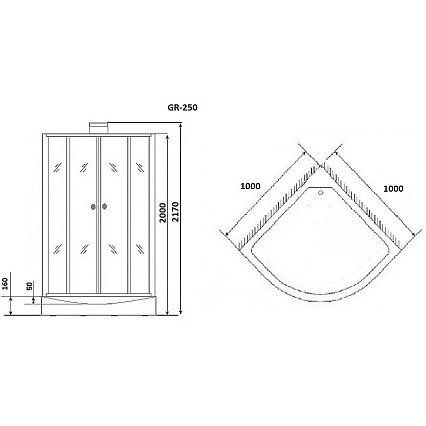 Душевая кабина Grossman GR250 100x100, черный