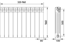 Биметаллический радиатор Azario BM500/100 10 секций 00083450