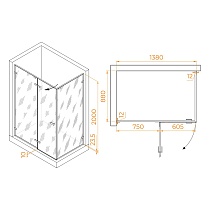 Душевой уголок RGW Stilvol SV-040B 140x90 черный, прозрачное 353204049-14