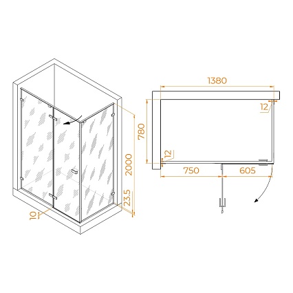 Душевой уголок RGW Stilvol SV-040B 140x80 черный, прозрачное 353204048-14